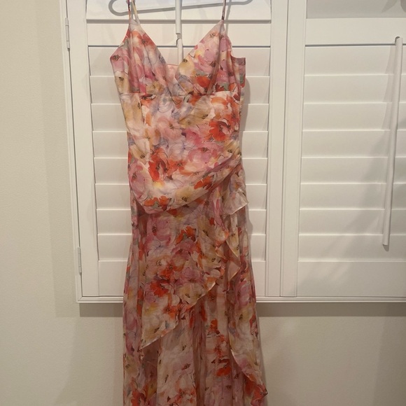 Bardot Revolve Adaline Corset Midi Dress pink garden floral size Large - Picture 1 of 10